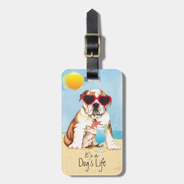 Sommer-Bulldogge Gepäckanhänger (Vorderseite vertikal)