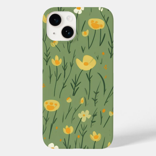 Sommer-Buttercups auf Grün Case-Mate iPhone 14 Hülle (Rückseite)