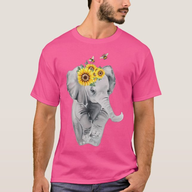 Sommer Camping Wandern Sonnenblumen Elefantenwelt  T-Shirt (Vorderseite)