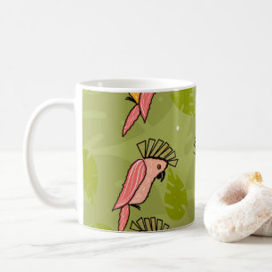 Sommer-Cockatoo Vögel Monstera Grüne Kaffeetasse