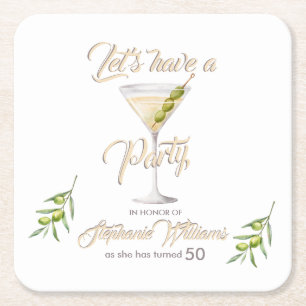 Sommer-Cocktail Frauen 50. Geburtstagsfeier  Rechteckiger Pappuntersetzer