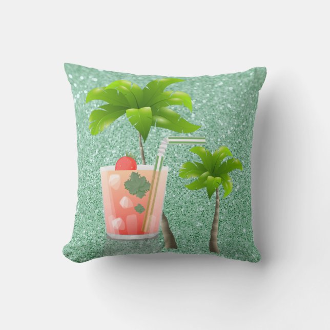 Sommer-Cocktail unter den Palmen Kissen (Vorderseite)