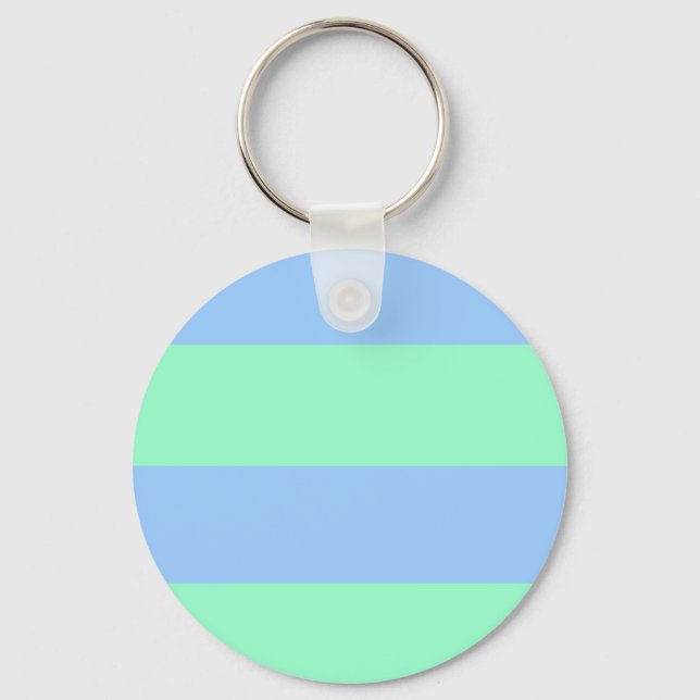 Sommer Cool (klassische blaue und grüne Streifen) Schlüsselanhänger (Vorderseite)