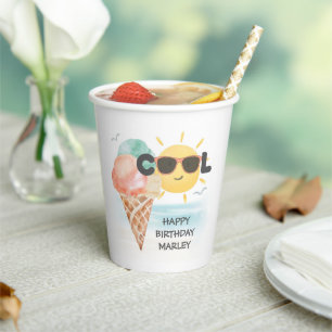 Sommer Cool Tropical Beach Ice Cream Geburtstag Pappbecher