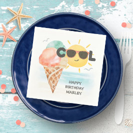 Sommer Cool | Tropical Beach Ice Cream Geburtstag Serviette