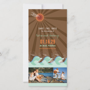 Sommer Coole Wasserhähnen und braunes Sonnenstrand Save The Date