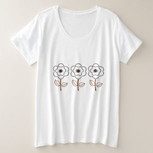 Sommer Damen Plus Größe Minimalistischer Blumen  Große Größe T-Shirt