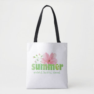 Sommer Dankbarkeit Seligen Rosa Blume Wasserfarbe Tasche