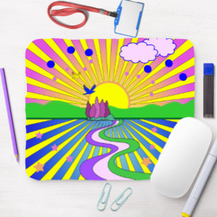 Sommer der Liebe Farbenfrohe psychedelische 60er 7 Mousepad