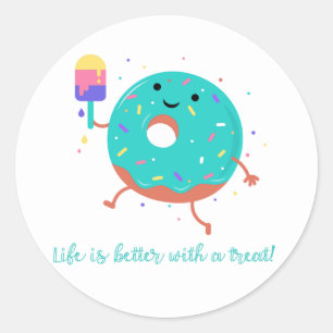 Sommer Donut & Popsicle Süße Leckereien Cute Runder Aufkleber