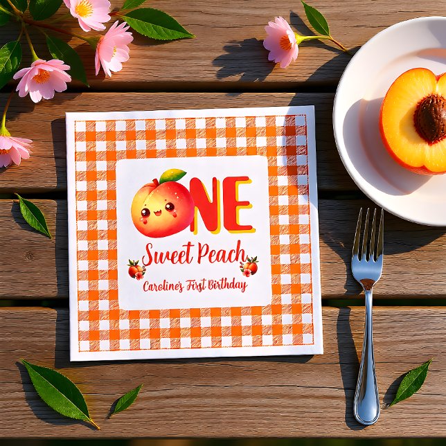 Sommer Ein Süßer Pfirsich Geburtstag  Serviette (Von Creator hochgeladen)