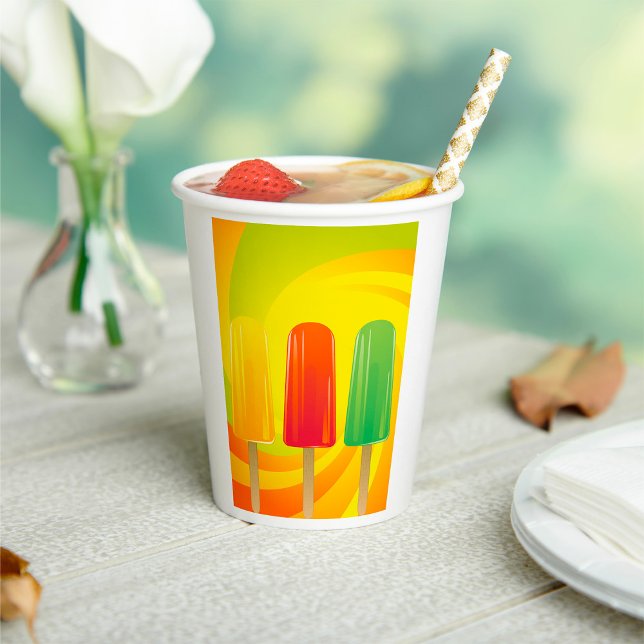 Sommer-Eis-Pops-Trio Helle Popsicles Pappbecher (Von Creator hochgeladen)