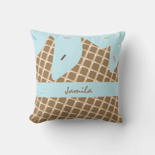 Sommer-Eis-Tropfen-Kegel-Sprinkles Blau Kissen