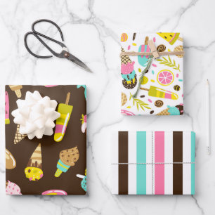 Sommer-Eis-Verpackungspapier Set von 3 Geschenkpapier Set