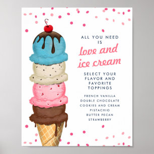 Sommer-Eiscreme-Station Moderne Bridal Shower Poster