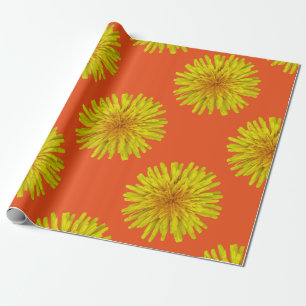 Sommer-enorme gelbe Löwenzahn-Blume auf Geschenkpapier
