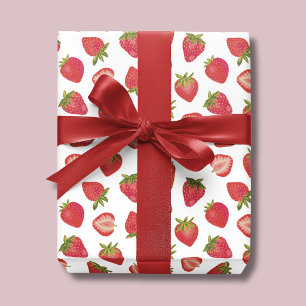 Sommer-Erdbeer-Muster Geschenkpapier Set