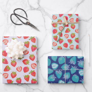 Sommer-Erdbeer-Muster Geschenkpapier Set