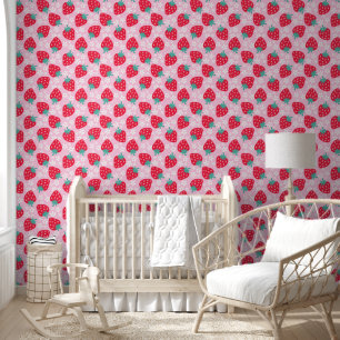 Sommer-Erdbeere floral Rot Kinder-Kinderzimmer  Tapete