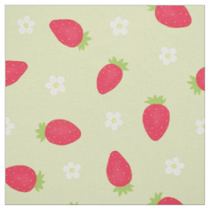 Sommer-Erdbeeren auf Grün (großer Maßstab) Stoff