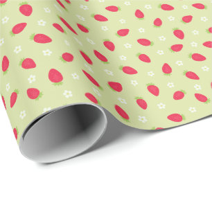 Sommer-Erdbeeren auf Grün (kleine Größe) Geschenkpapier