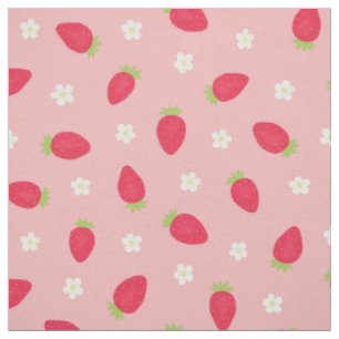 Sommer-Erdbeeren auf Rosa (mittlere Skala) Stoff