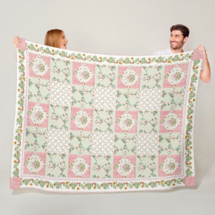 Sommer-Erdbeeren Gingham Blumen Mädchen-Schlafzimm Fleecedecke