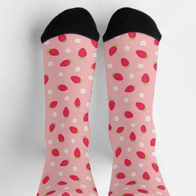 Sommer-Erdbeeren (großformat) Pink Socken (Oben)