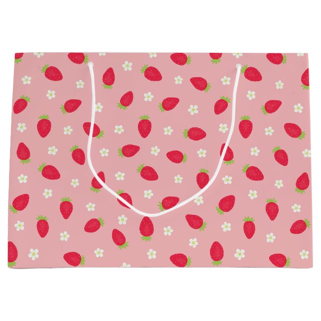 Sommer-Erdbeeren Rosa Große Geschenktüte (Vorderseite)