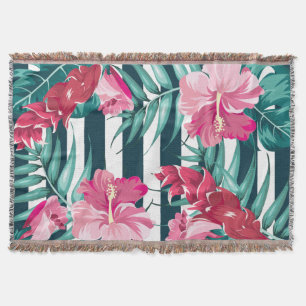 Sommer Exotische Blumen Rosa gestreift Decke