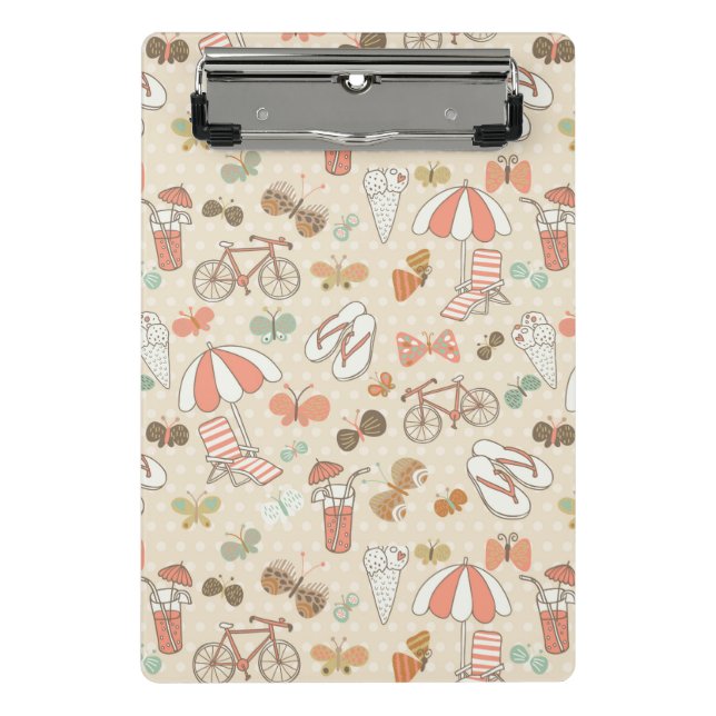 Sommer-Ferien-Muster Mini Klemmbrett (Vorderseite)