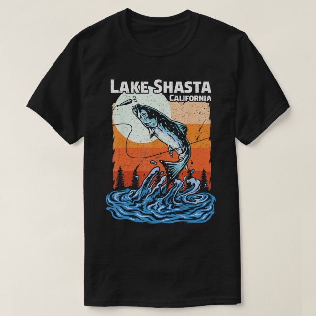 Sommer Fischen Retro Sonnenuntergang California Sh T-Shirt (Design vorne)