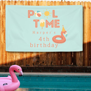 Sommer Flamingo Geburtstag Poolparty Outdoor Banner