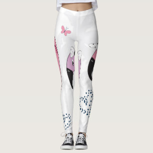 Sommer Flamingo: Strand Vintage Illustration. Leggings