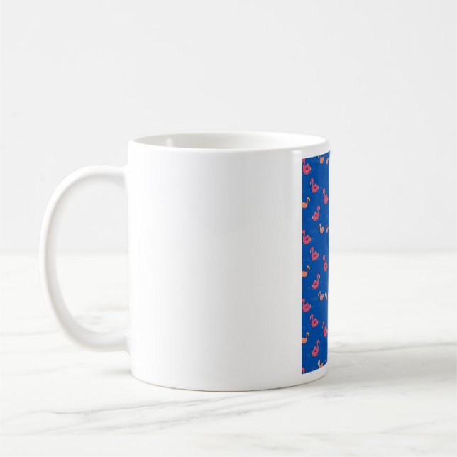 Sommer-Flamingo-Strandparty Dunkelblau Kaffeetasse (Links)