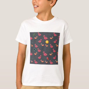 Sommer-Flamingo-Strandparty Schwarz T-Shirt