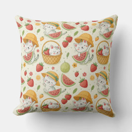Sommer-Früchte-Katzen-Muster - Picknick-Design für Kissen