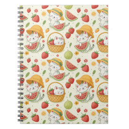 Sommer-Früchte-Katzen-Muster - Picknick-Design für Notizblock