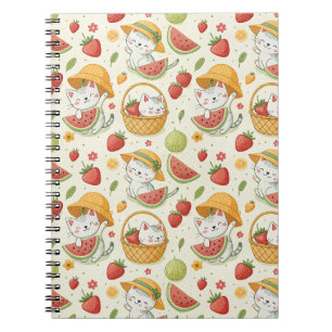 Sommer-Früchte-Katzen-Muster - Picknick-Design für Notizblock