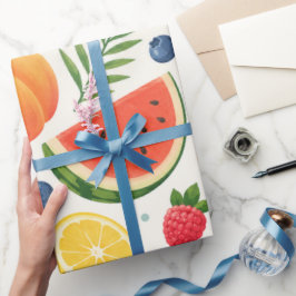 Sommer-Fruchtmuster Stoff | Tropische Wassermelone Geschenkpapier