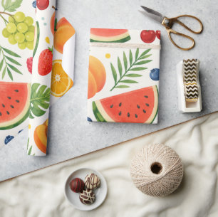 Sommer-Fruchtmuster Stoff   Tropische Wassermelone Geschenkpapier