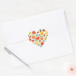 Sommer-Fruchtmuster Stoff Tropische Wassermelone Herz-Aufkleber