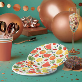 Sommer-Fruchtmuster Stoff | Tropische Wassermelone Pappteller