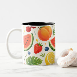 Sommer-Fruchtmuster Stoff | Tropische Wassermelone Zweifarbige Tasse