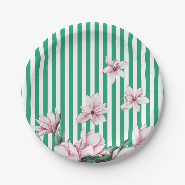 Sommer, Frühling, Magnolienprint Pappteller (Vorderseite)