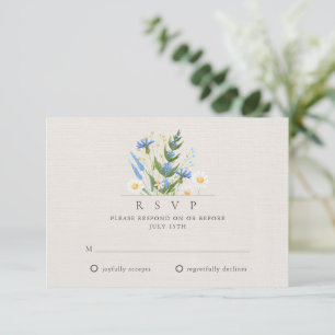Sommer Gänseblümchen Blaue Florale Botanische Hoch RSVP Karte