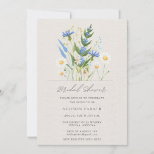 Sommer-Gänseblümchen Blaue Wildblumen-Brautparty Einladung