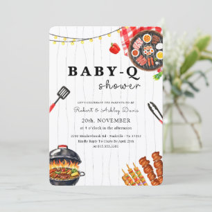 Sommer-Garten-Barbecue-Baby-Q-Baby-Shower Einladung