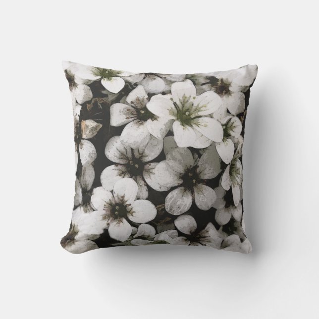 Sommer-Garten-Weiß-Blumen Kissen Für Draußen (Vorderseite)
