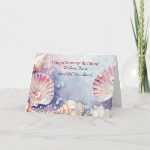 Sommer Geburtstag Elegant Küste Muscheln Wasserfar Karte